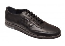 Pantofi barbati, casual din piele naturala, Negru, GKR78N